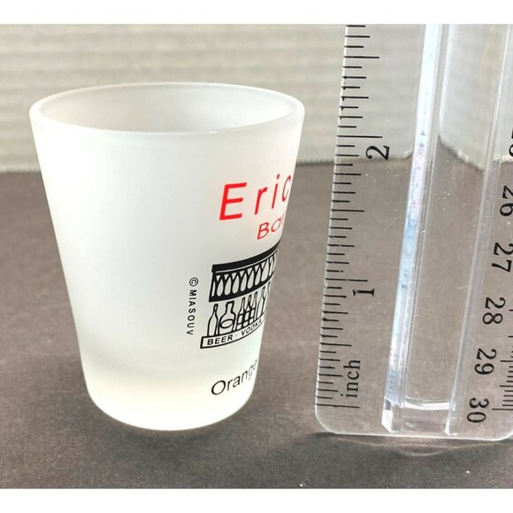 Erics Bar Shot Glass Orange Beach Florida Souvenir Frosted Glass - Picture 4 of 7